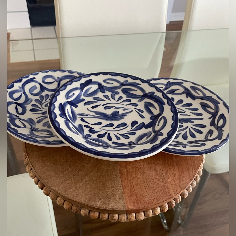 3- pottery Anfora puebla blue salad plates